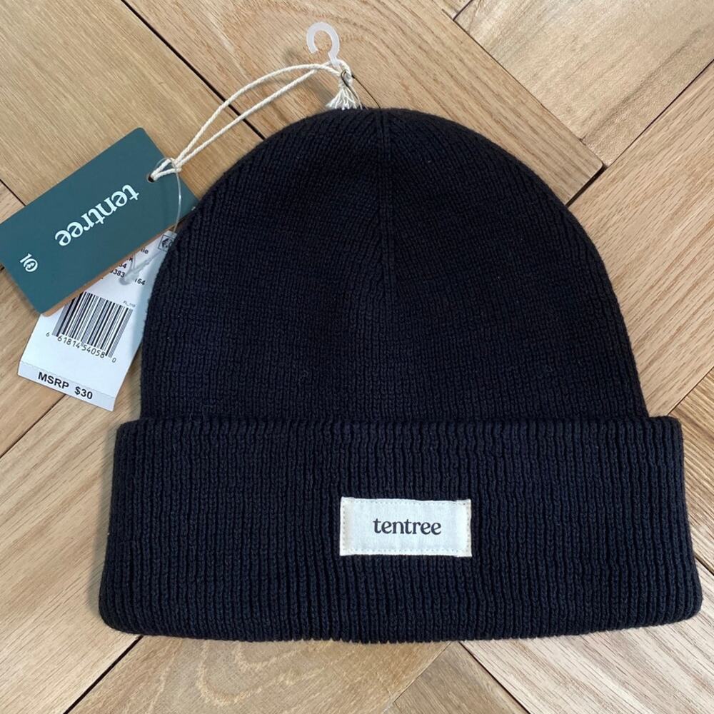 New Tentree Alden Eco-Friendly Cotton Beanie, Black One Size